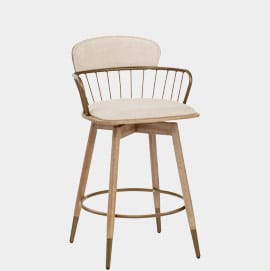Opera Bar Stool Oak & Beige Fabric