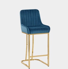 Paget Bar Stool Blue Velvet