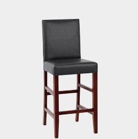 Rhodes Walnut Stool Black Leather