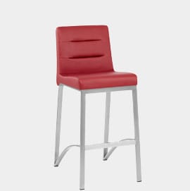 Stella Brushed Steel Stool Red