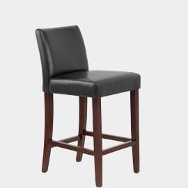 Stratos Walnut Stool Black Leather
