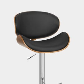 Theo Walnut Bar Stool Black Leather