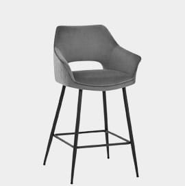 Viola Bar Stool Grey Velvet