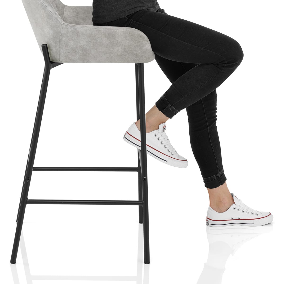 Falcon Bar Stool Antique Light Grey Frame Image