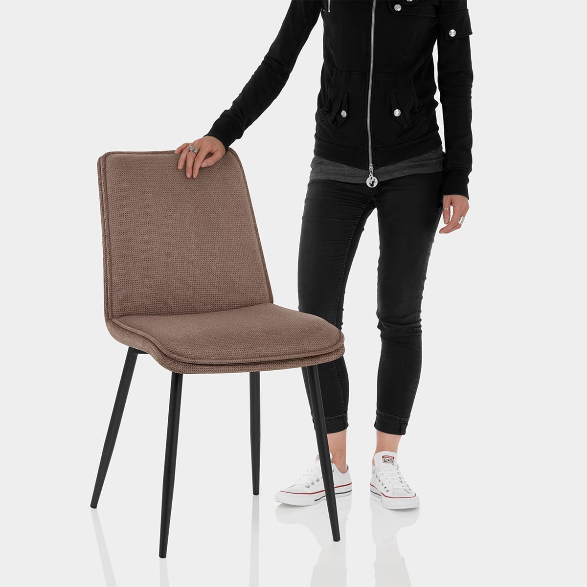 Abi Dining Chair Brown Fabric Features Image