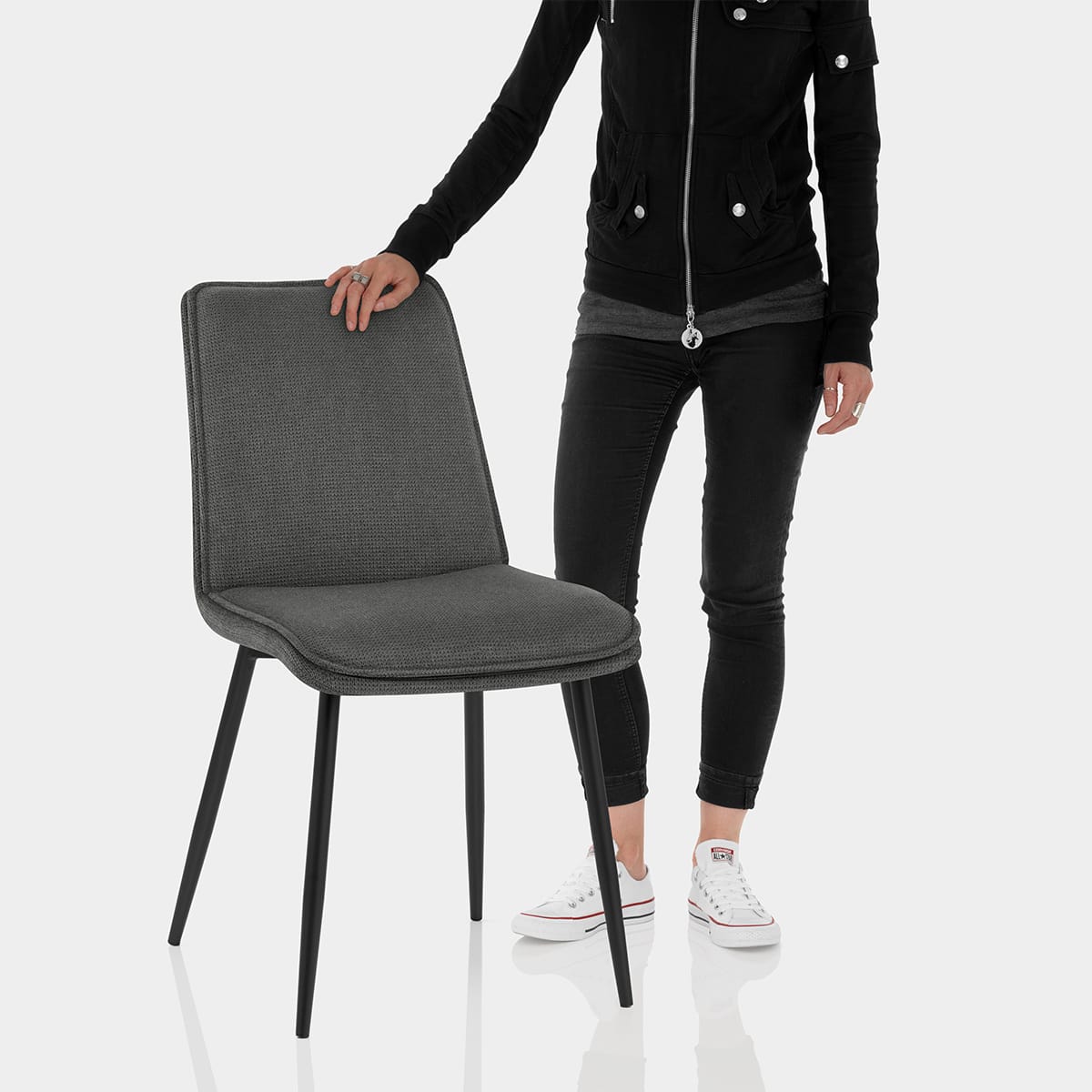 Abi Dining Chair Charcoal Fabric Features Image