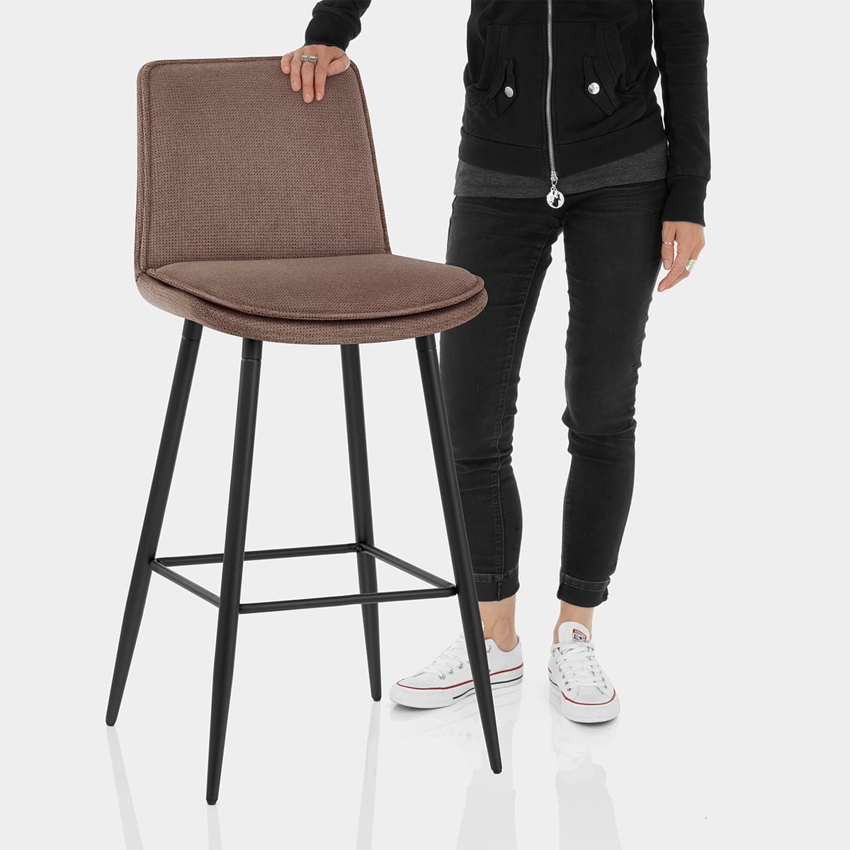 Abi Bar Stool Brown Fabric Features Image