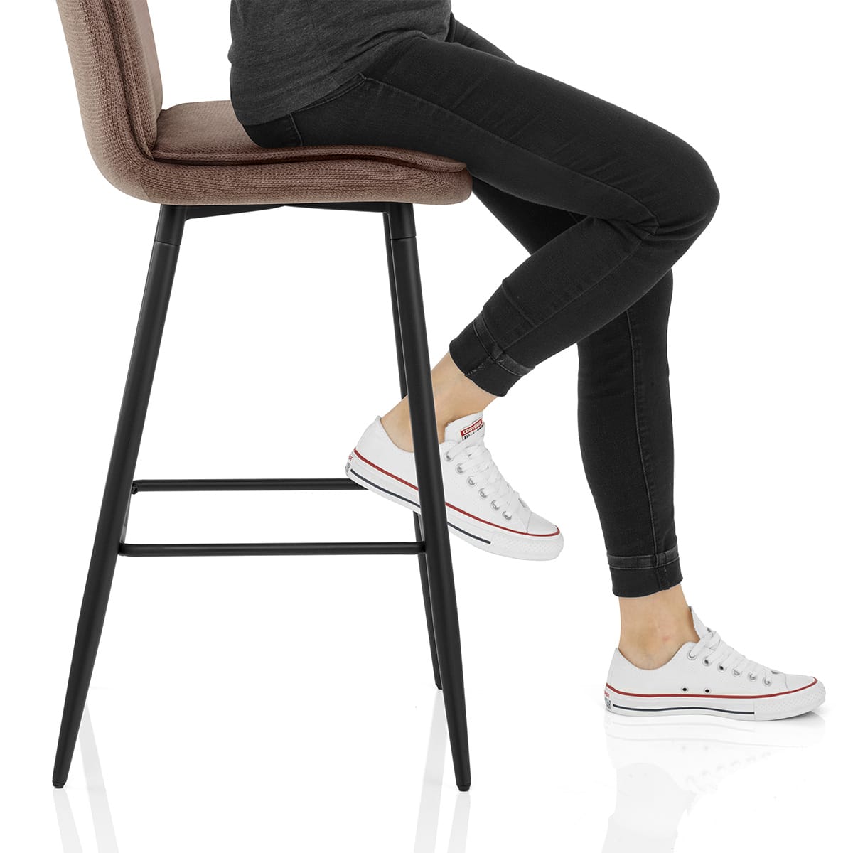 Abi Bar Stool Brown Fabric Frame Image