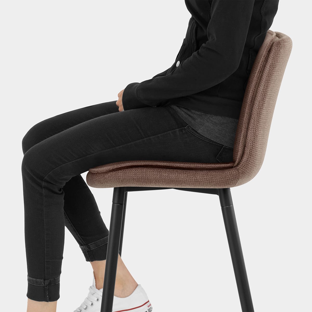 Abi Bar Stool Brown Fabric Seat Image