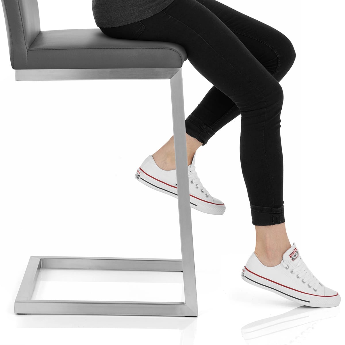 Ace Brushed Steel Stool Grey Frame Image