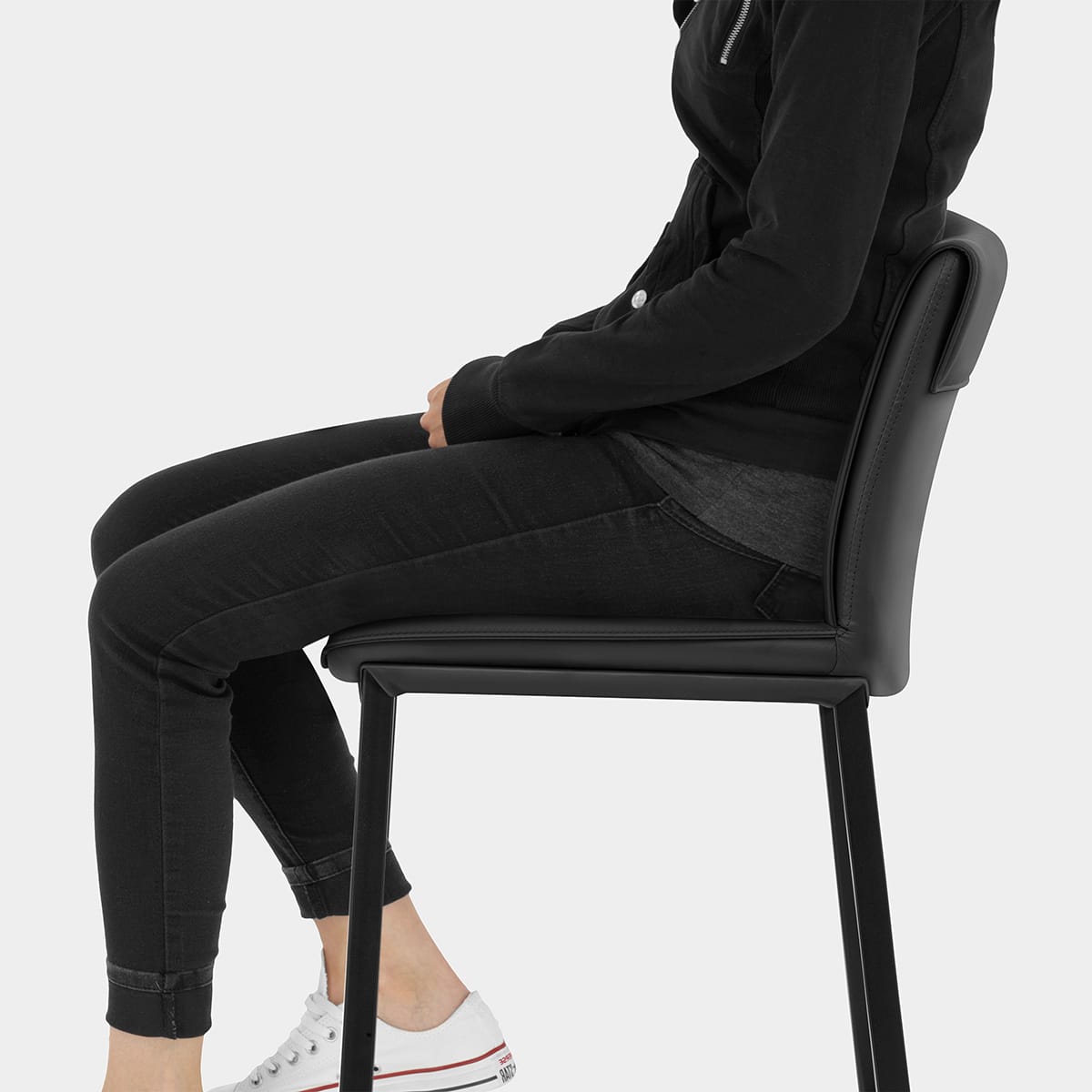Addison Real Leather Stool Black Seat Image