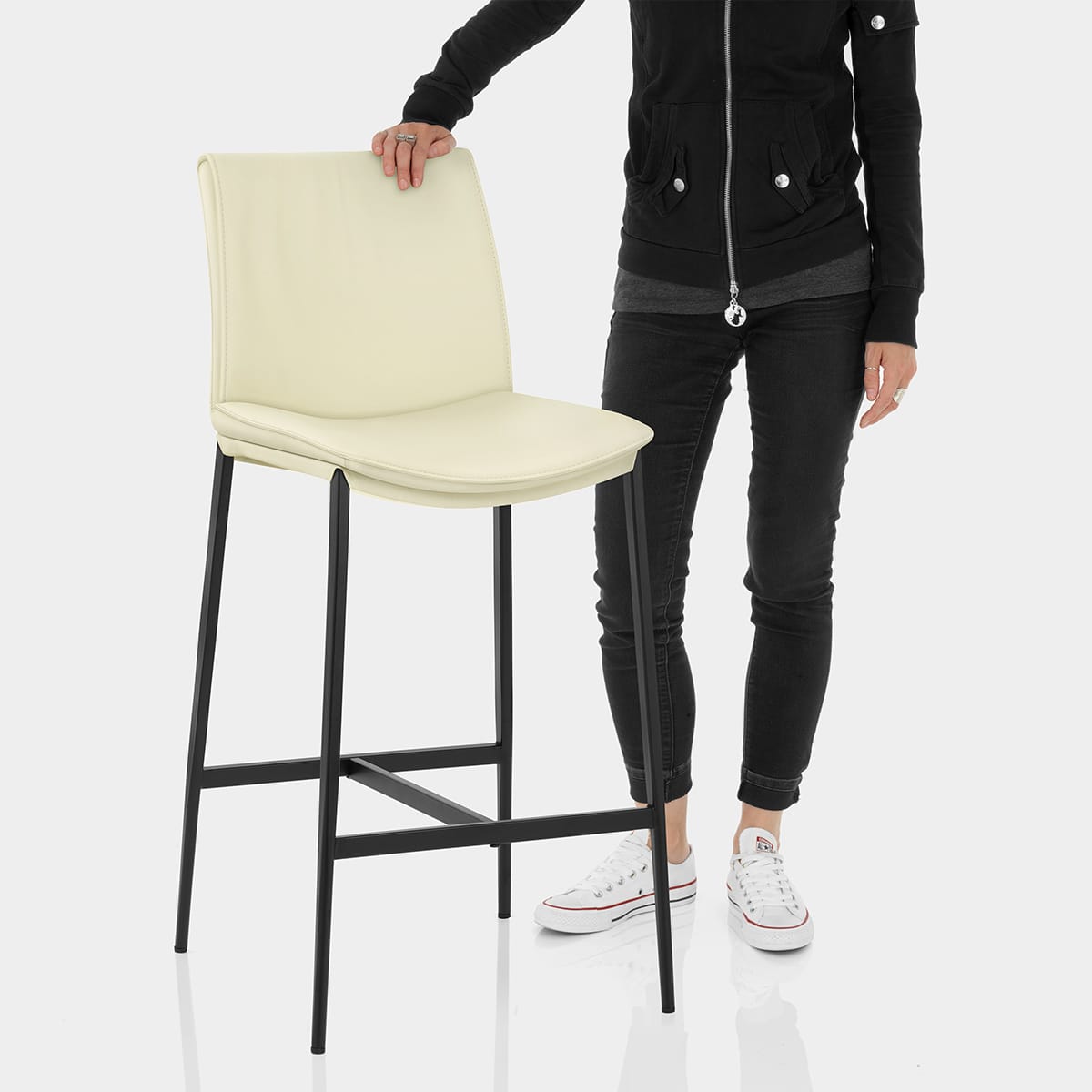 Addison Real Leather Stool Cream Features Image