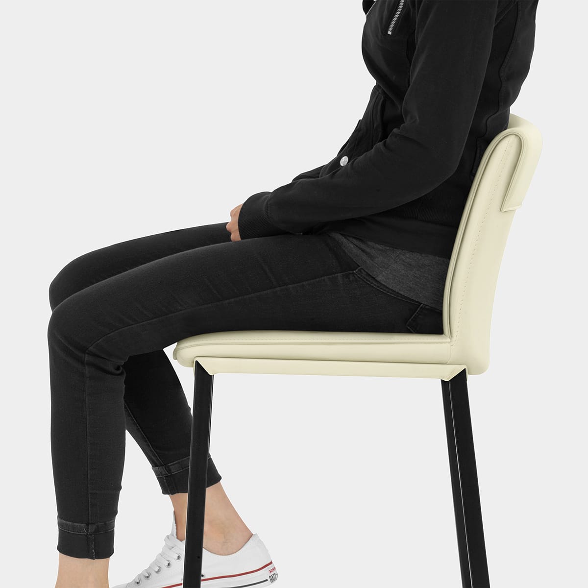 Addison Real Leather Stool Cream Seat Image