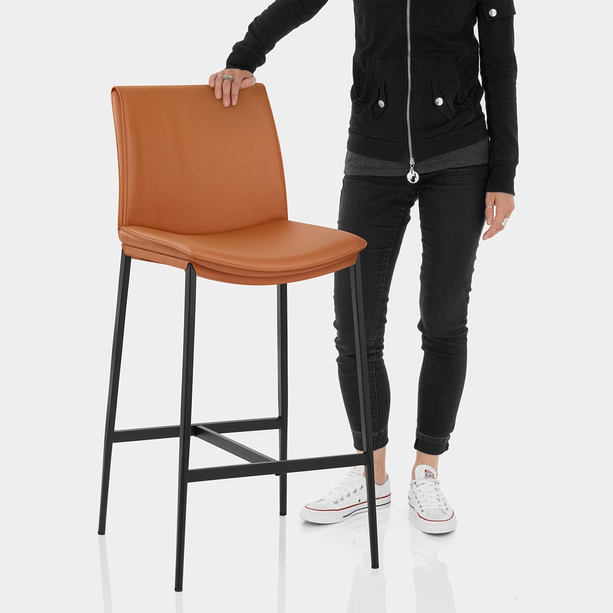 Addison Real Leather Stool Tan Features Image