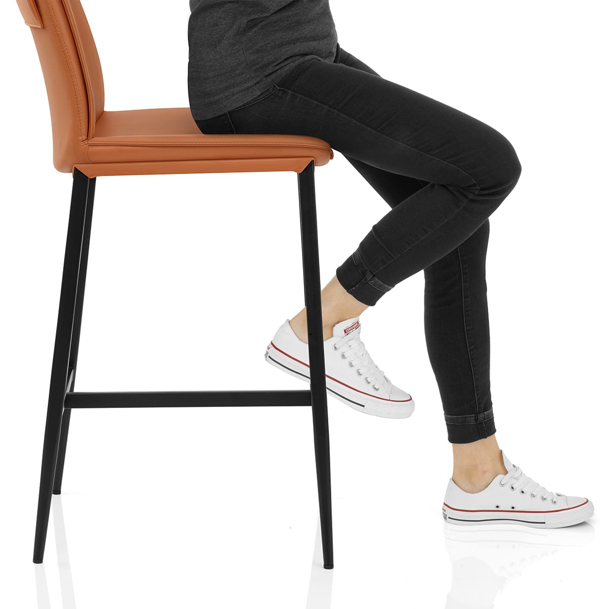 Addison Real Leather Stool Tan Frame Image