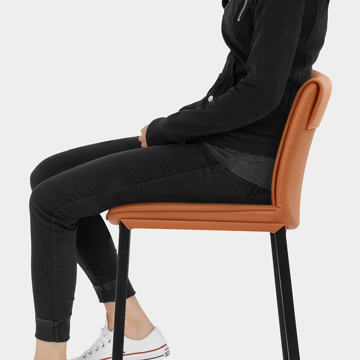 Addison Real Leather Stool Tan Seat Image