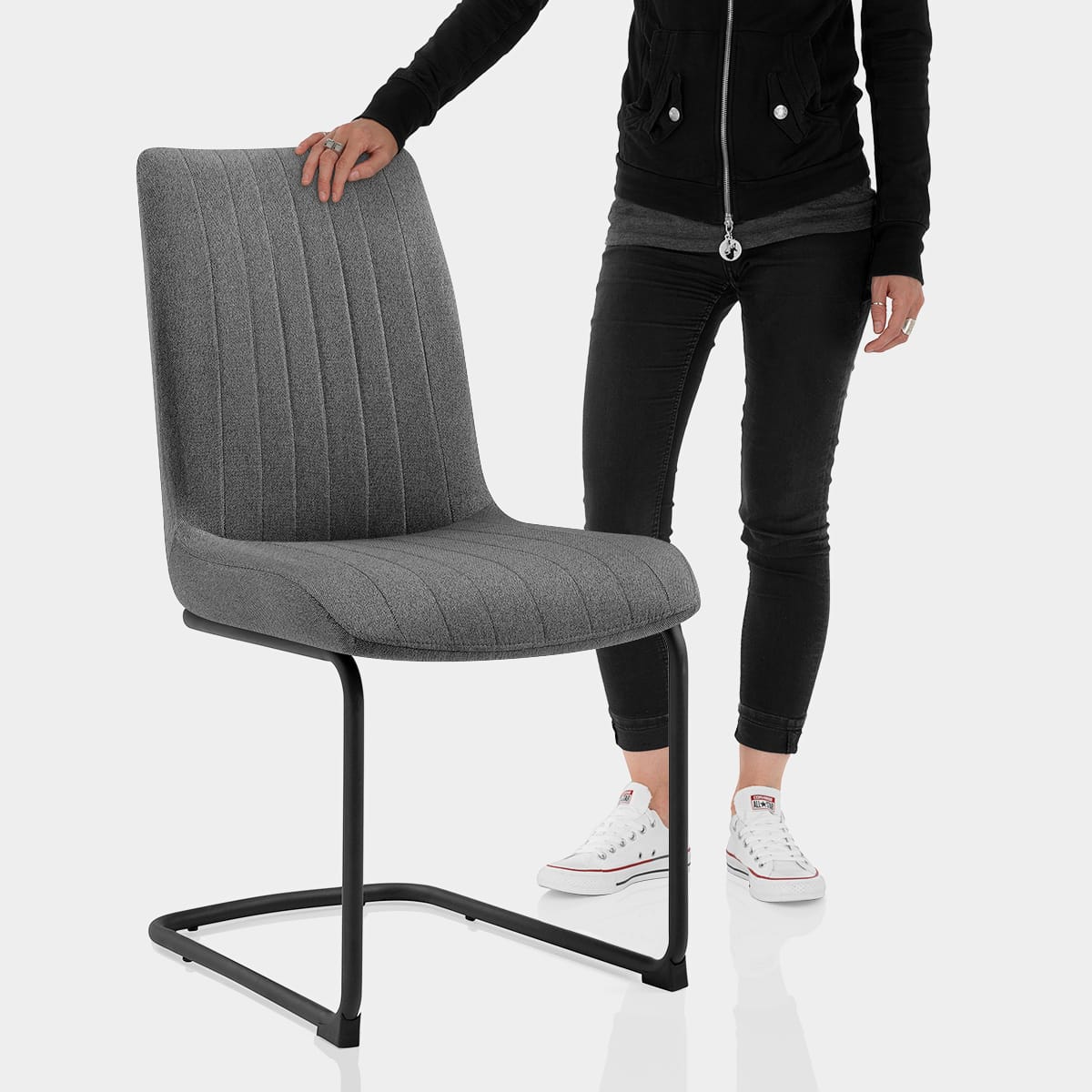 Adele Dining Chair Grey Fabric Features Image