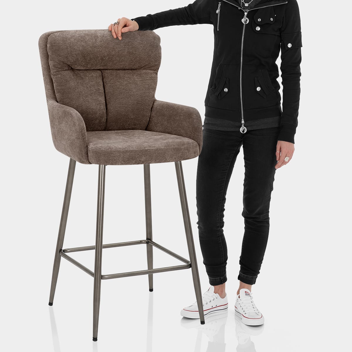 Albany Bar Stool Brown Fabric Features Image