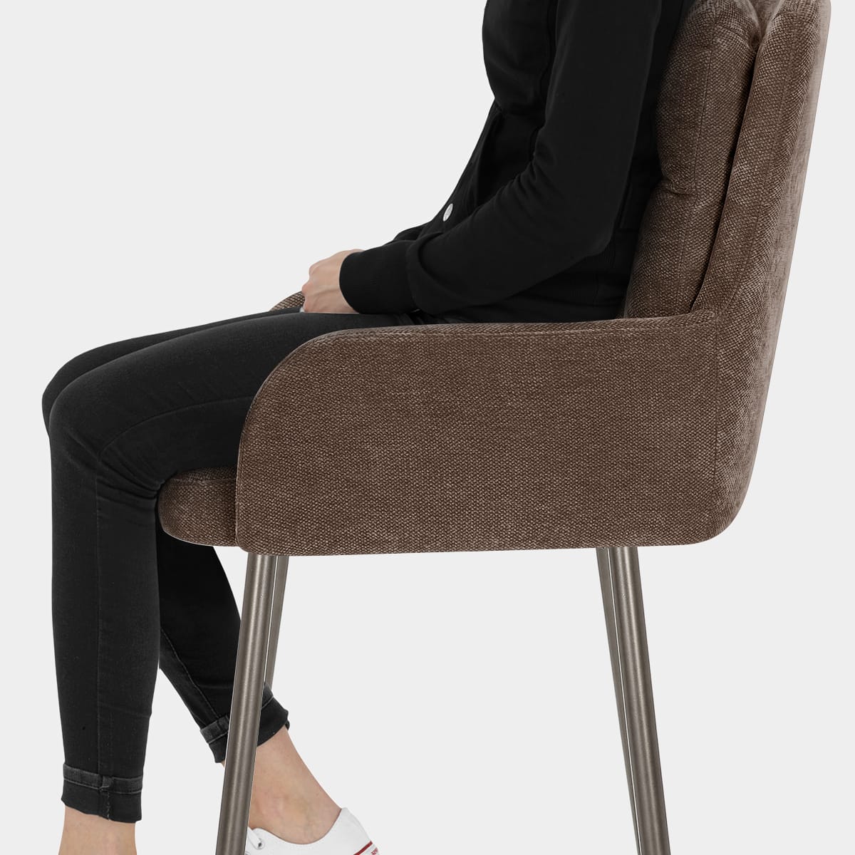 Albany Bar Stool Brown Fabric Seat Image