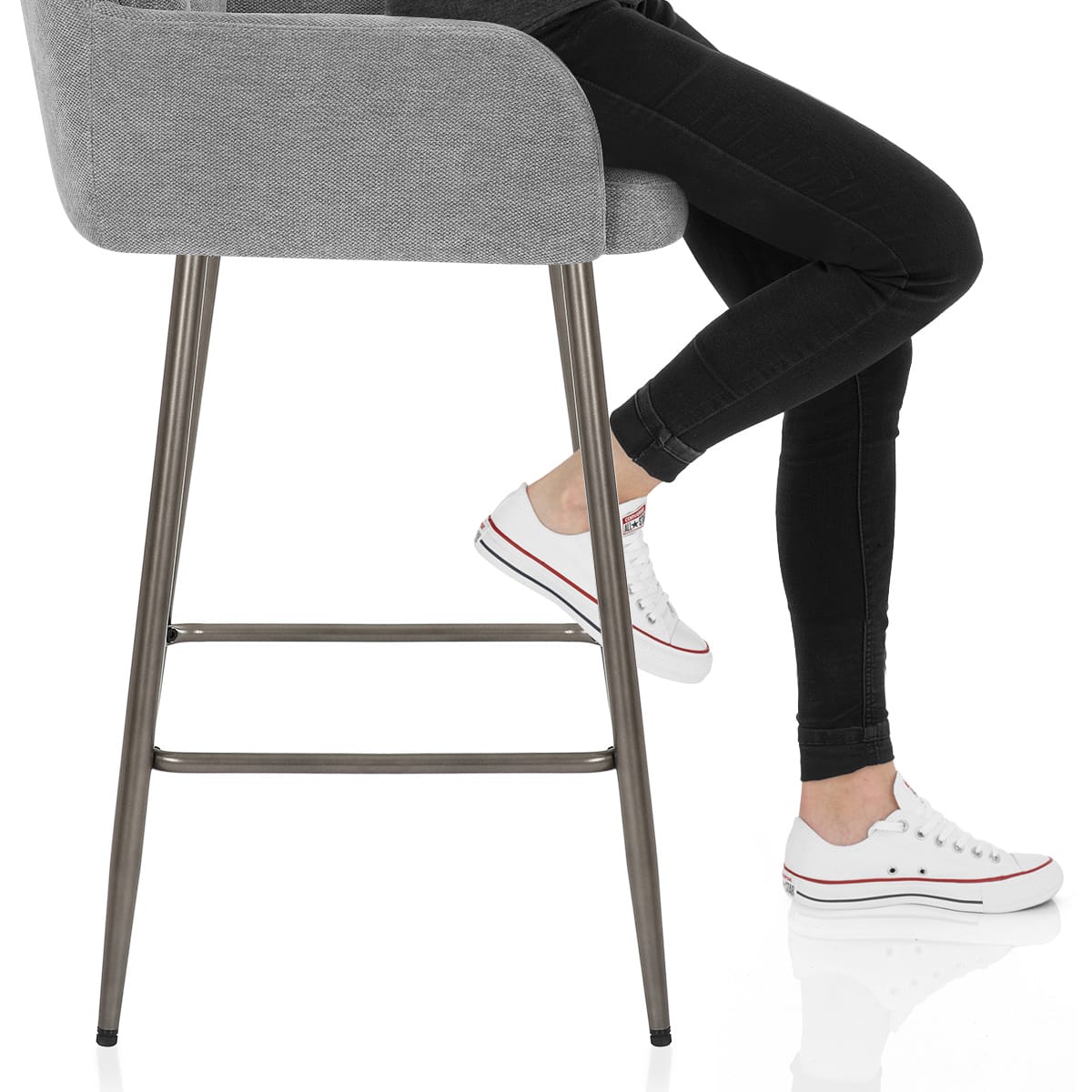 Albany Bar Stool Grey Fabric Frame Image