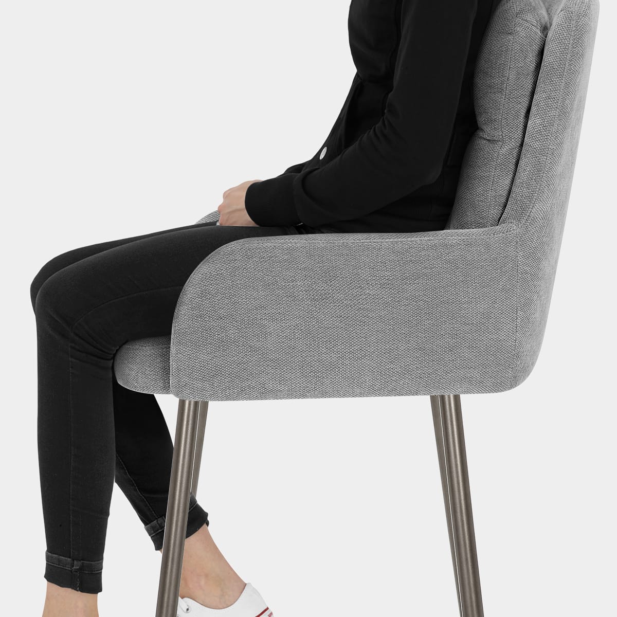 Albany Bar Stool Grey Fabric Seat Image