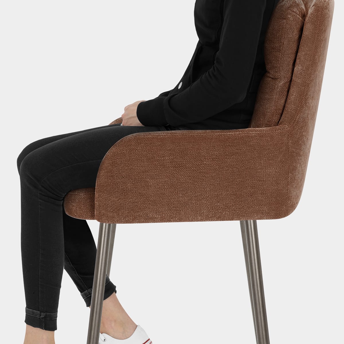 Albany Bar Stool Rust Fabric Seat Image