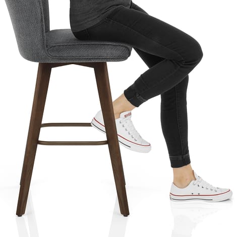 Aldo Dark Oak Bar Stool Charcoal Fabric Frame Image