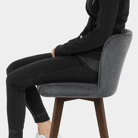 Aldo Dark Oak Bar Stool Charcoal Fabric Seat Image