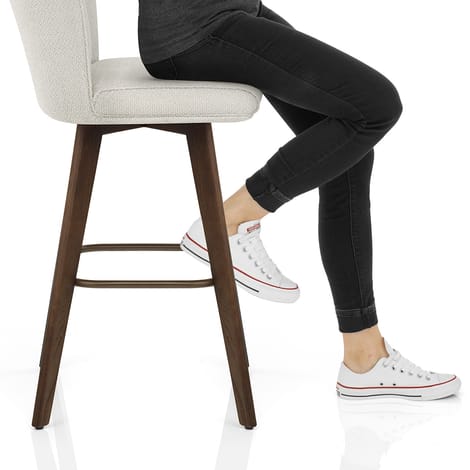 Aldo Dark Oak Bar Stool Ivory Fabric Frame Image