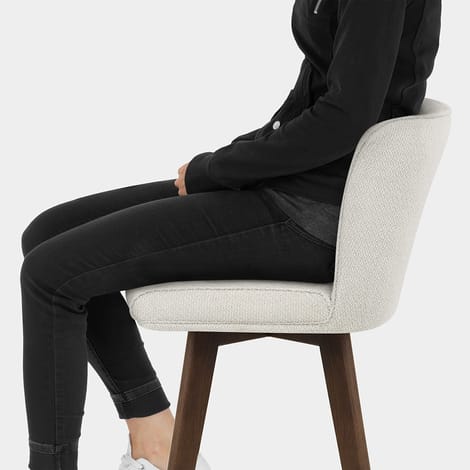 Aldo Dark Oak Bar Stool Ivory Fabric Seat Image