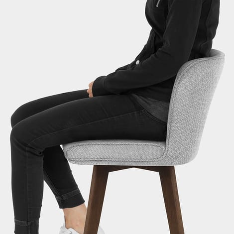 Aldo Dark Oak Bar Stool Light Grey Fabric Seat Image