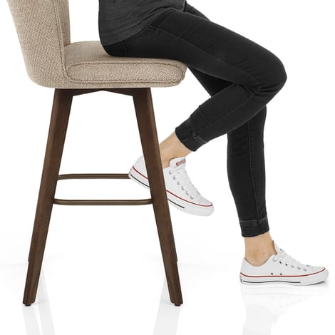 Aldo Dark Oak Bar Stool Tweed Fabric Frame Image