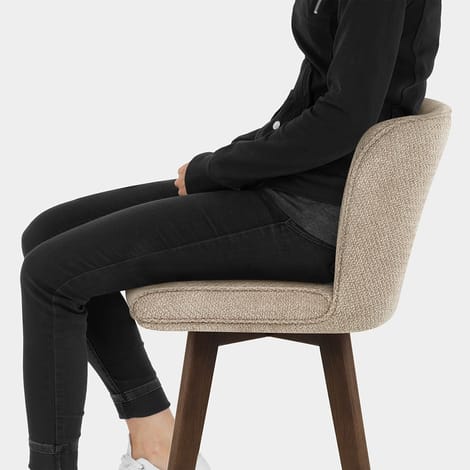 Aldo Dark Oak Bar Stool Tweed Fabric Seat Image