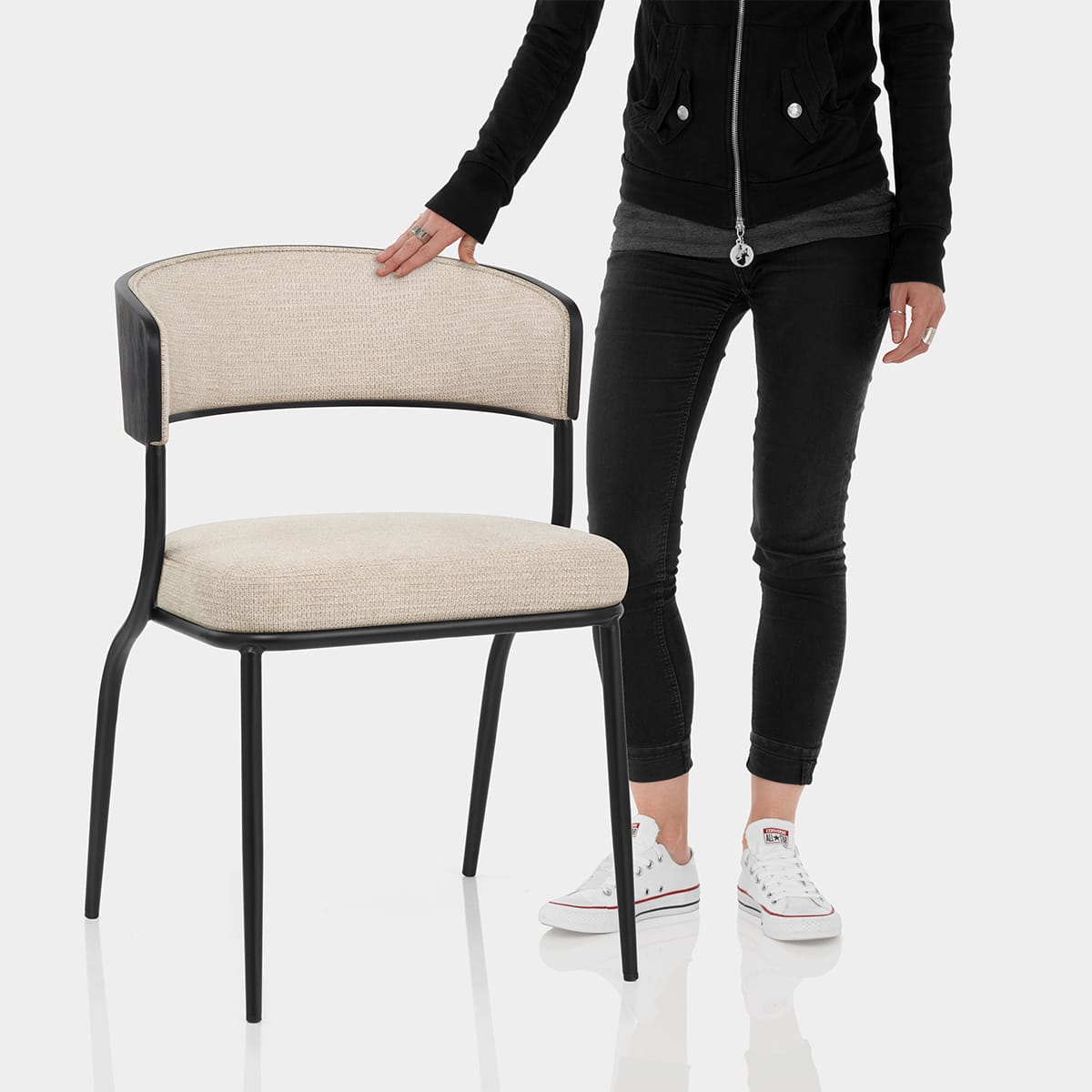 Alexa Dining Chair Beige Fabric Features Image