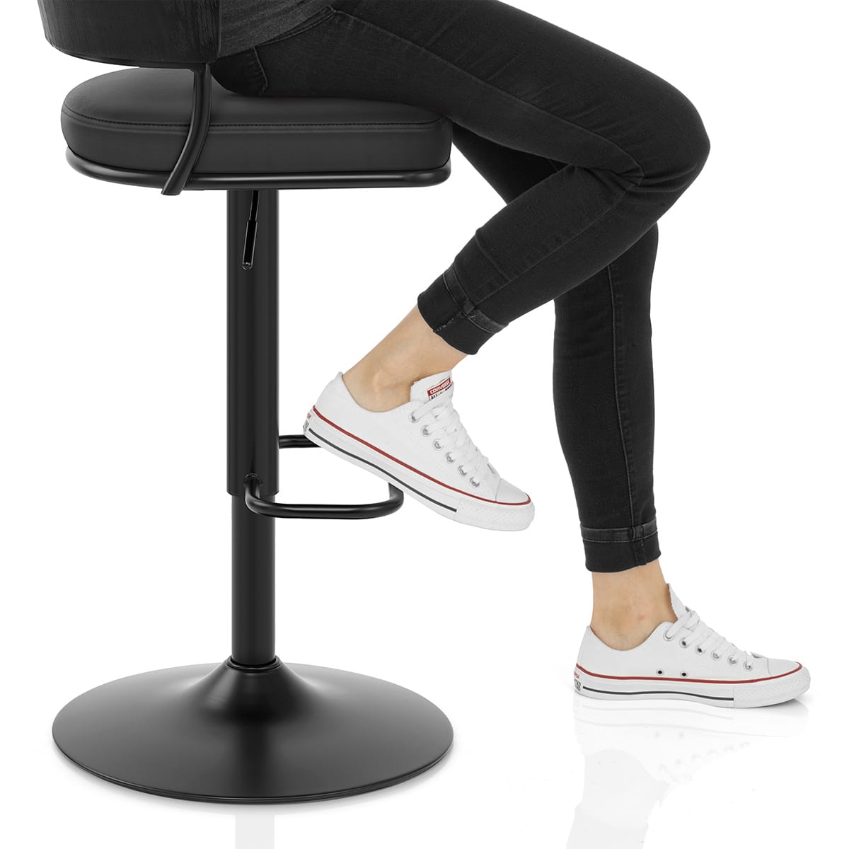 Alexa Real Leather Stool Black Frame Image