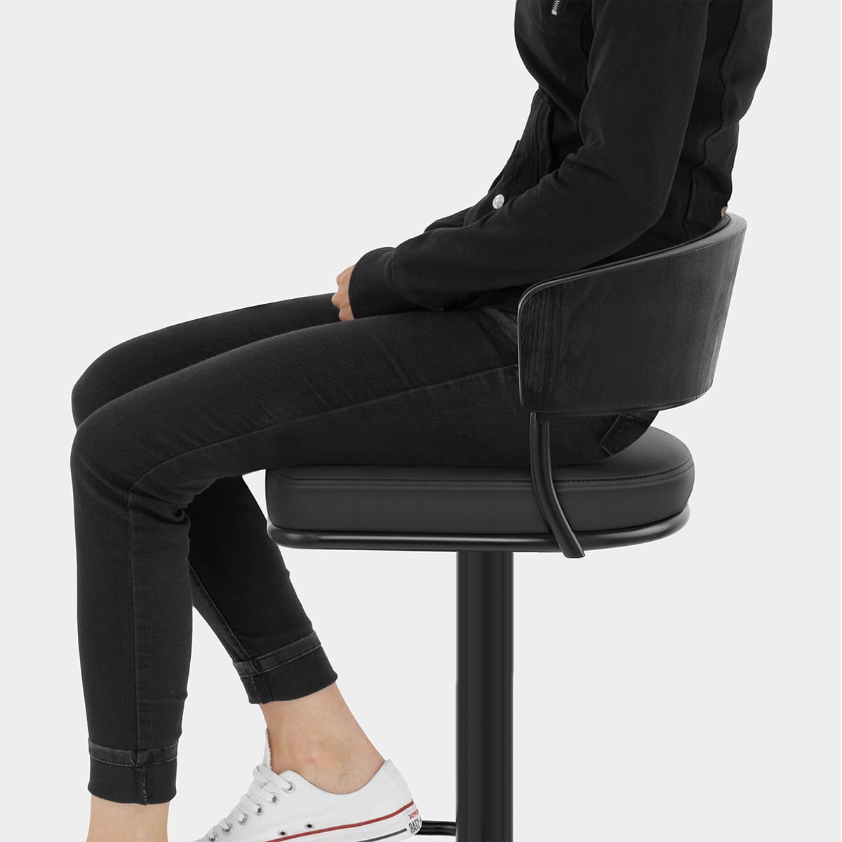 Alexa Real Leather Stool Black Seat Image