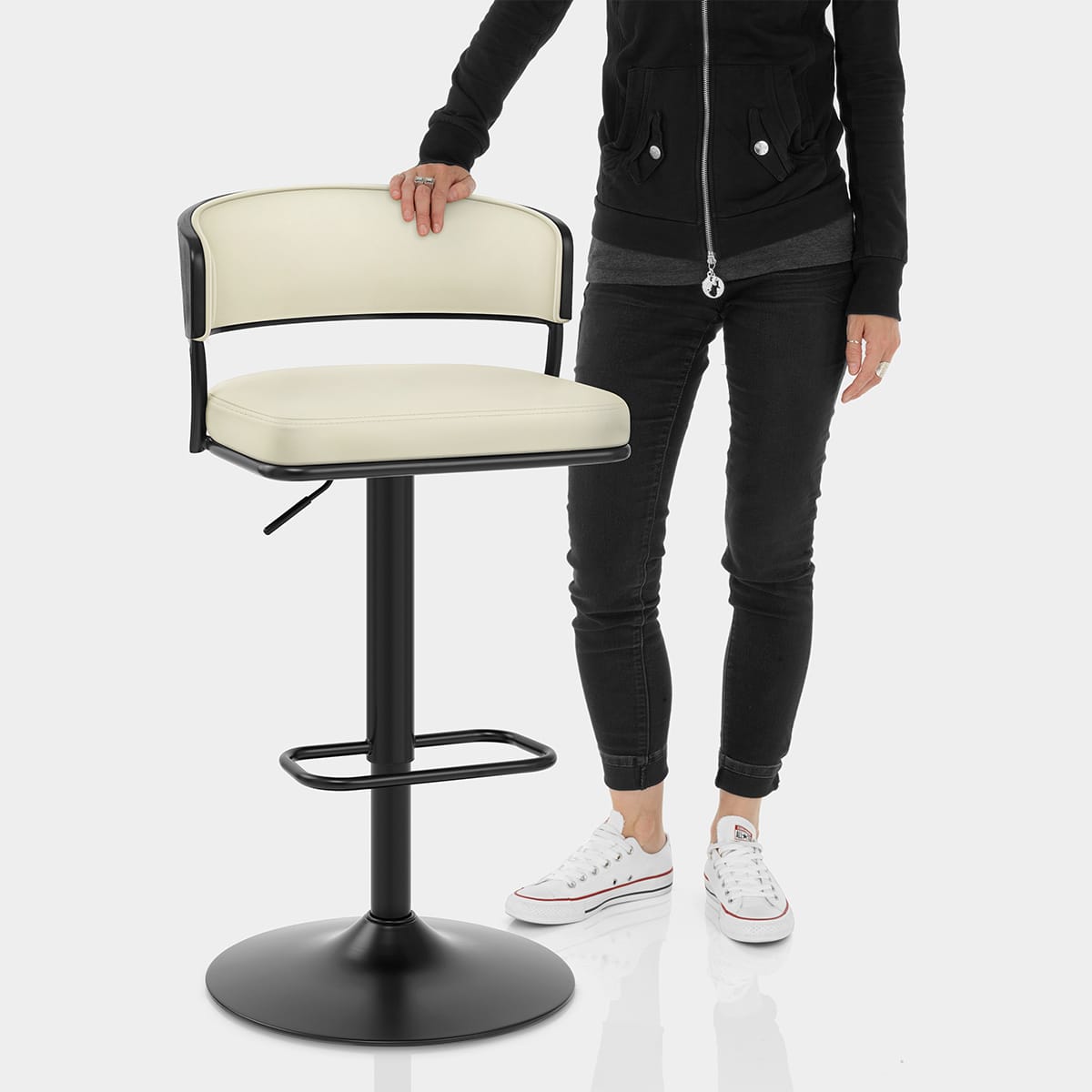 Alexa Real Leather Stool Cream Features Image