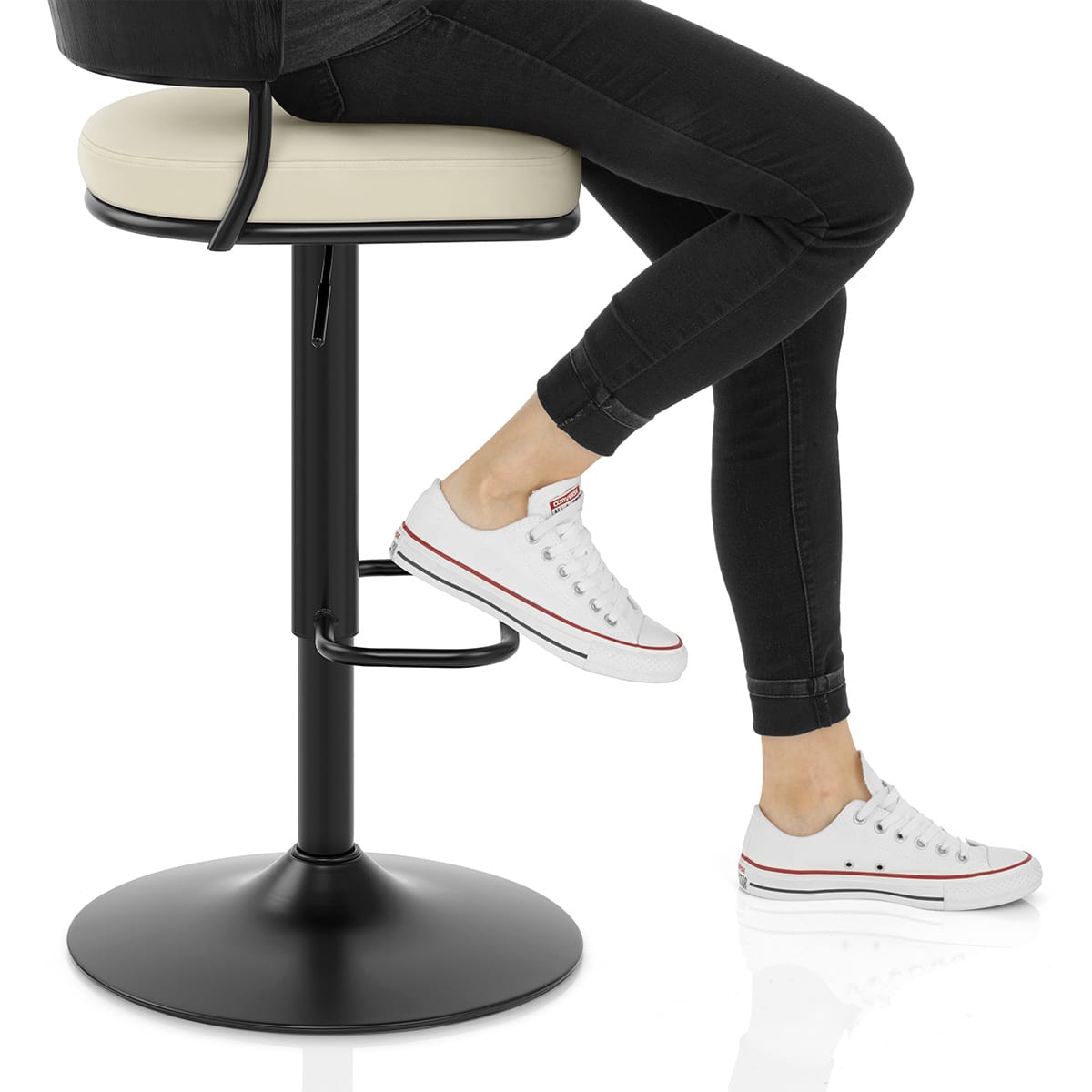 Alexa Real Leather Stool Cream Frame Image