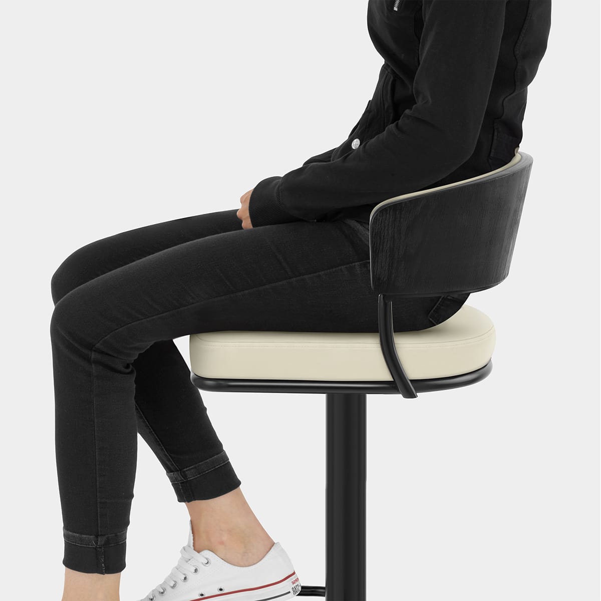 Alexa Real Leather Stool Cream Seat Image