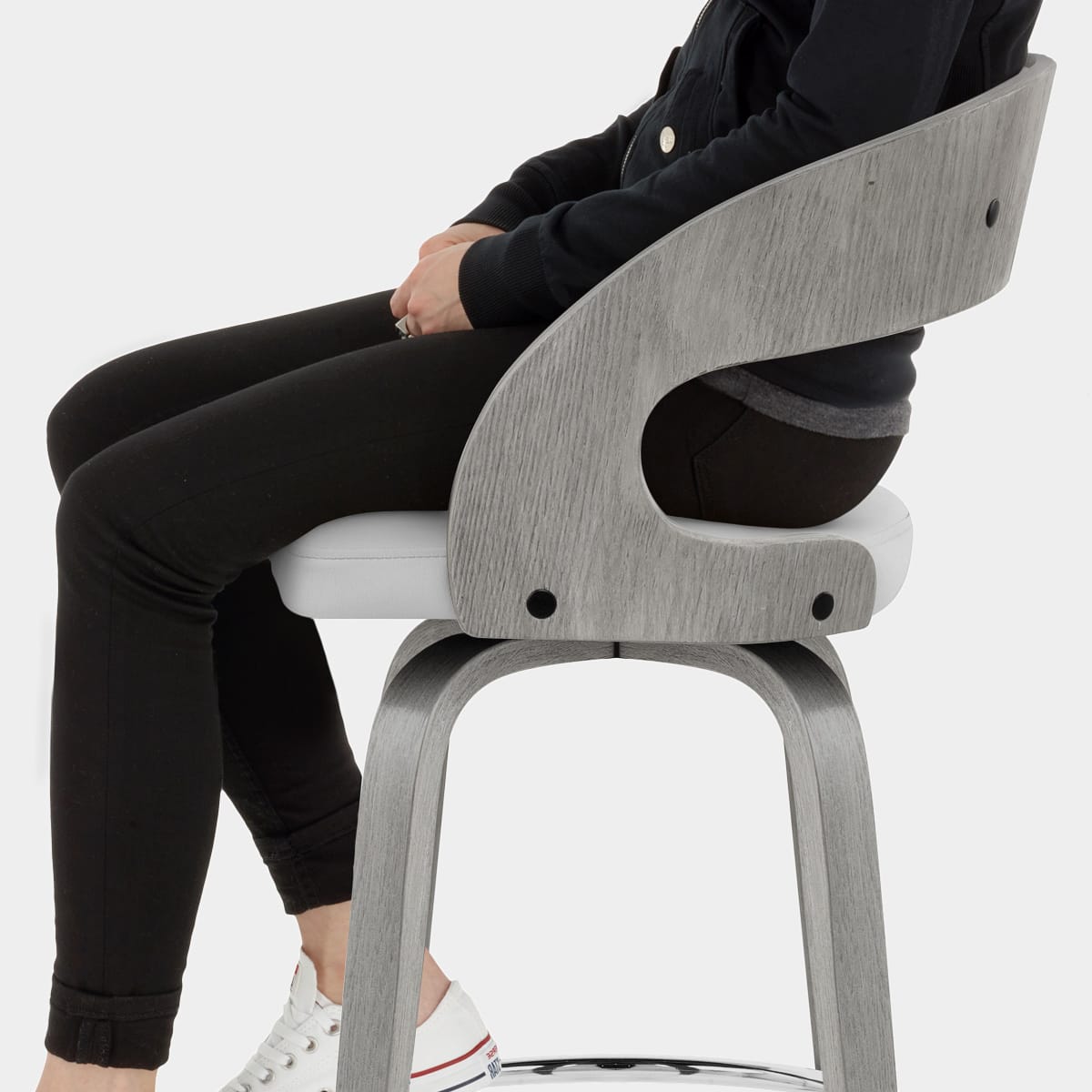 Alicia Grey Wooden Stool Seat Image