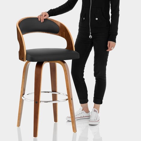 Alicia Walnut Bar Stool Black Features Image