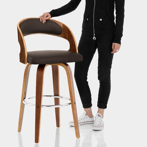 Alicia Walnut Bar Stool Brown Features Image