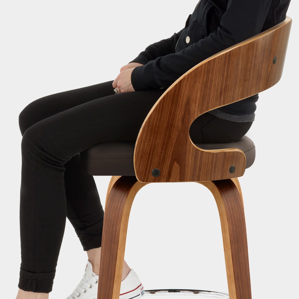 Alicia Walnut Bar Stool Brown Seat Image