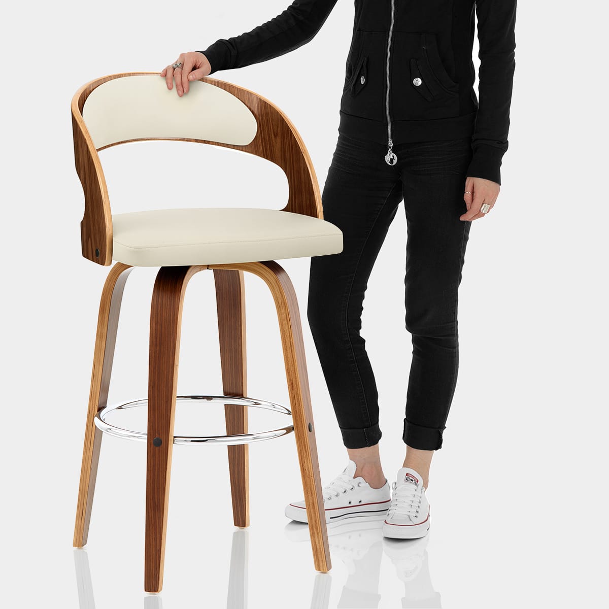 Alicia Walnut Bar Stool Cream Features Image