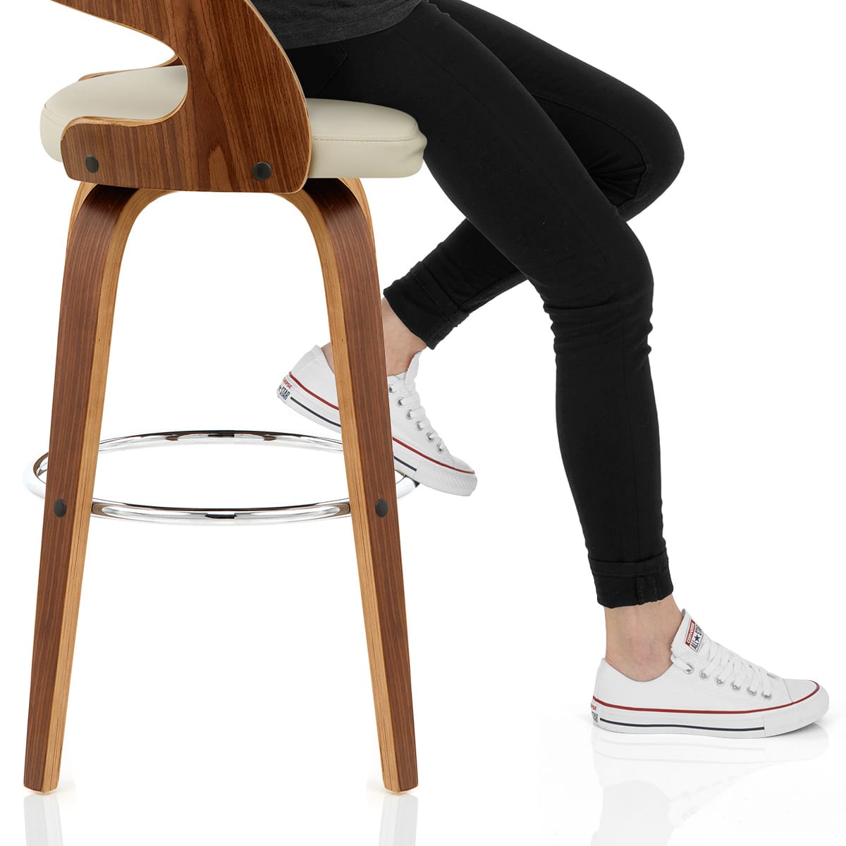 Alicia Walnut Bar Stool Cream Frame Image