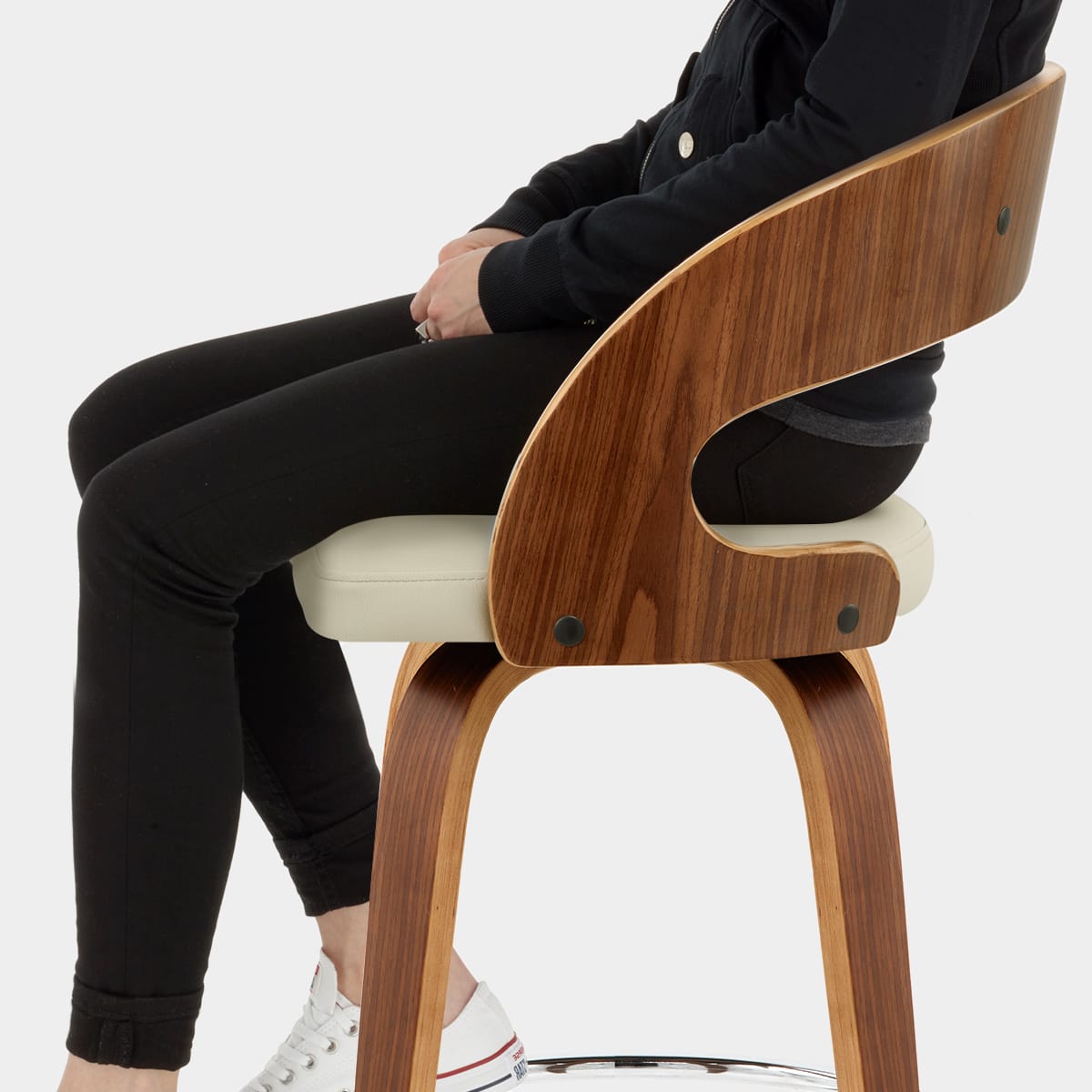 Alicia Walnut Bar Stool Cream Seat Image