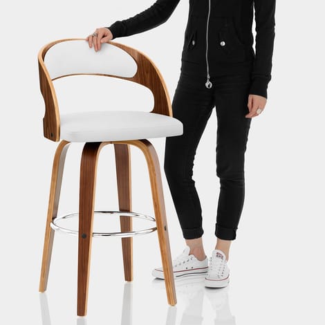Alicia Walnut Bar Stool White Features Image