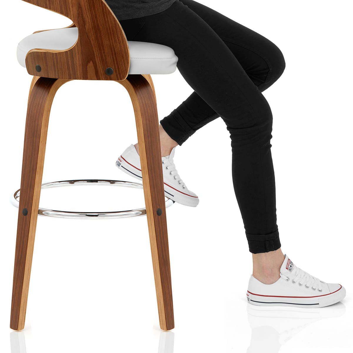 Alicia Walnut Bar Stool White Frame Image