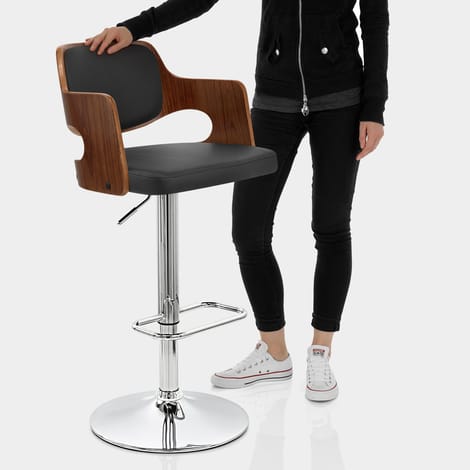 Amazon Walnut Bar Stool Black Features Image