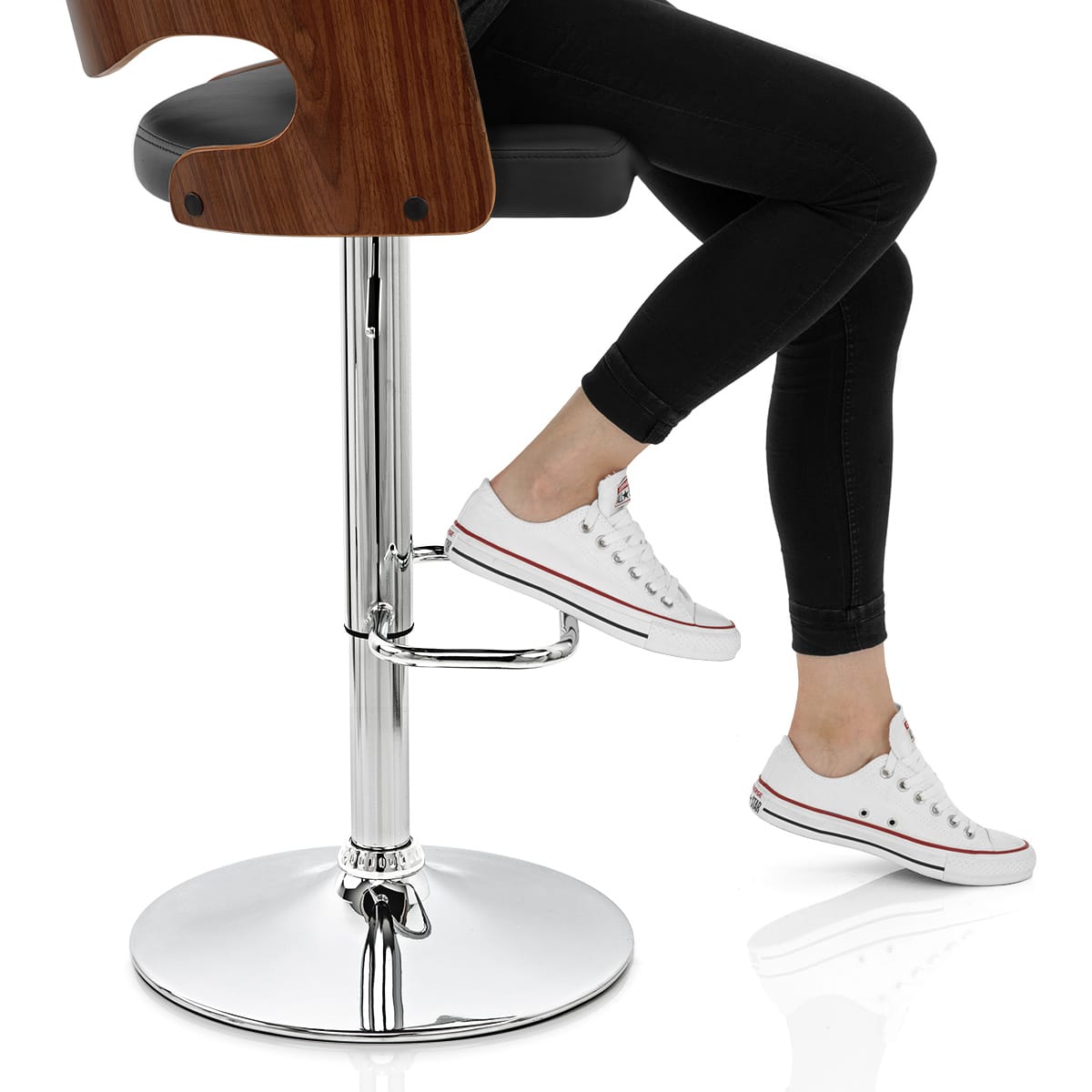 Amazon Walnut Bar Stool Black Frame Image